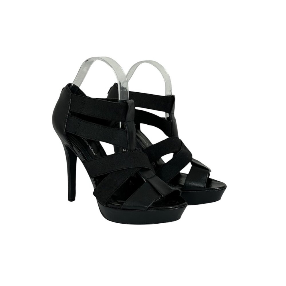 BCBGeneration Black Pumps Womens Size 7.5 Witchy Y2K High Heel Sandals Minimal